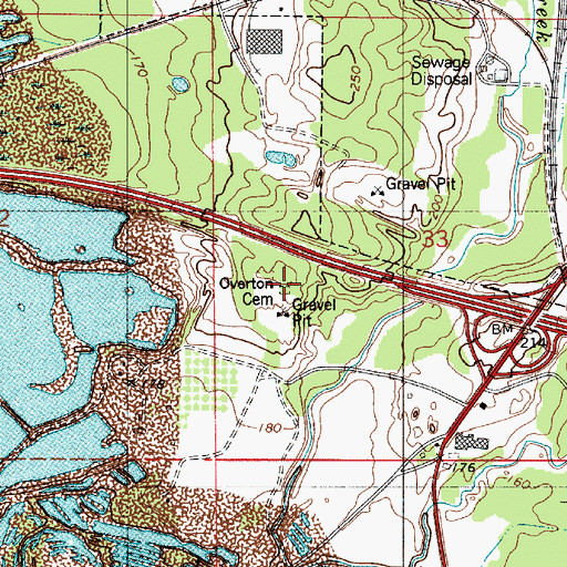 Topographic Map of Overton Cemetery, LA