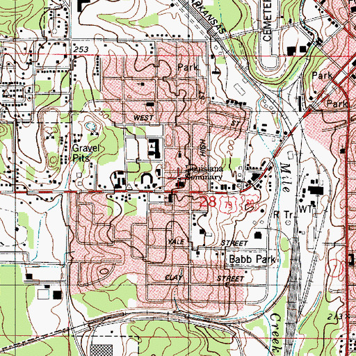 Topographic Map of Louisiana Seminary, LA