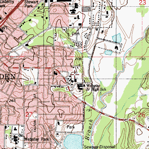 Topographic Map of Webster Junior High School, LA