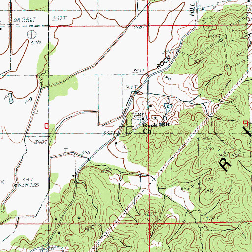 Topographic Map of Rock Hill Cemetery, AR