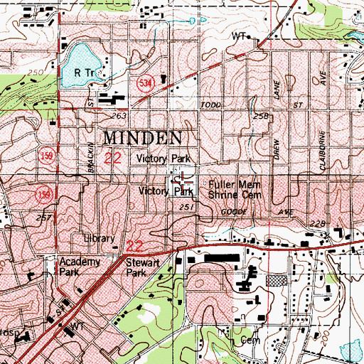 Topographic Map of Victory Park, LA