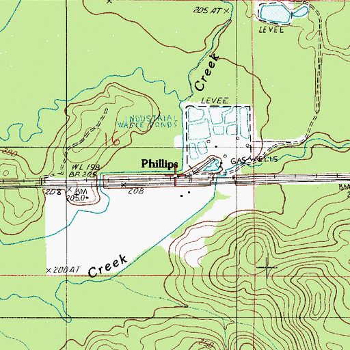 Topographic Map of Phillips, LA