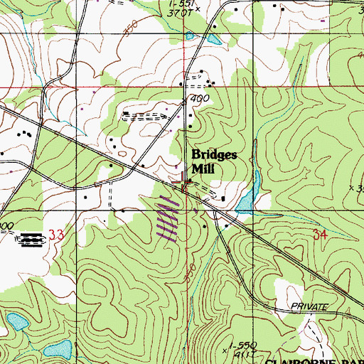 Topographic Map of Bridges Mill, LA