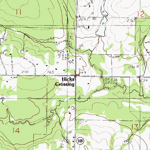 Topographic Map of Hicks Crossing, LA