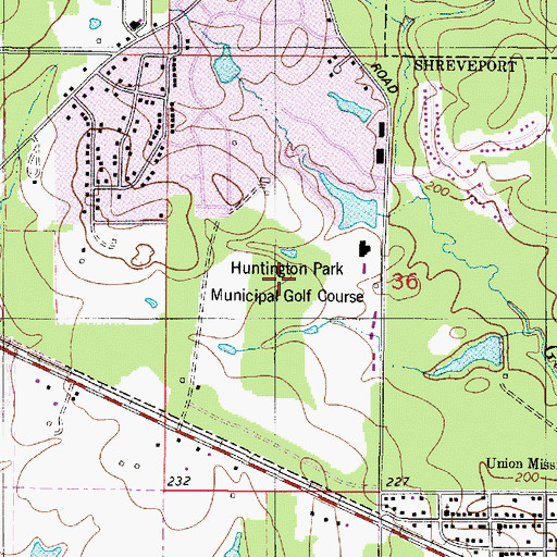 Topographic Map of Huntington Park Municipal Golf Course, LA