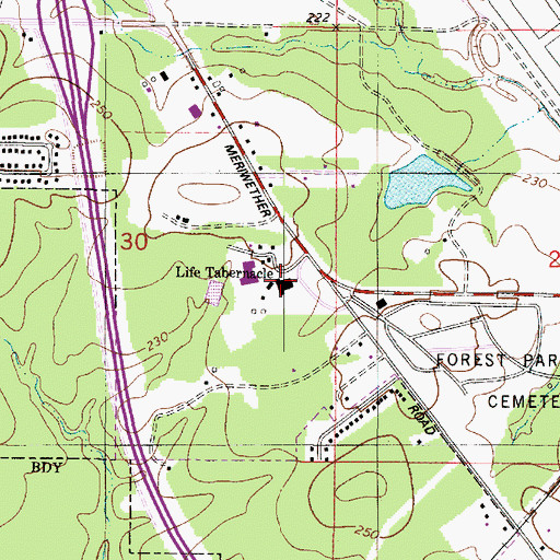 Topographic Map of Life Tabernacle, LA