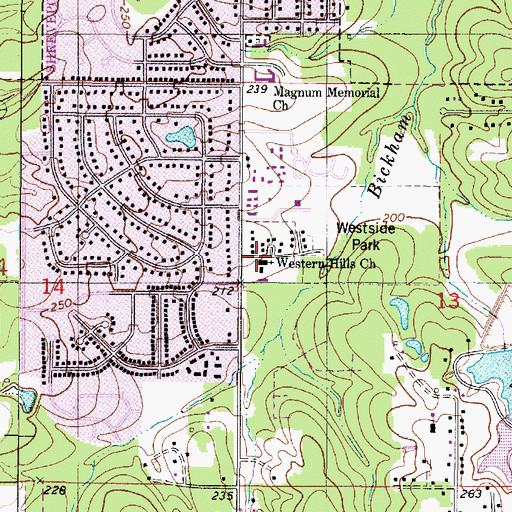 Topographic Map of Western Hills Church, LA