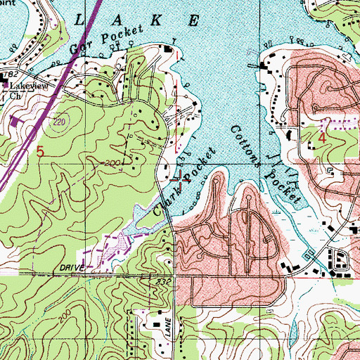 Topographic Map of Clark Pocket, LA