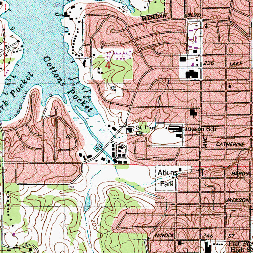 Topographic Map of Saint Paul Church, LA
