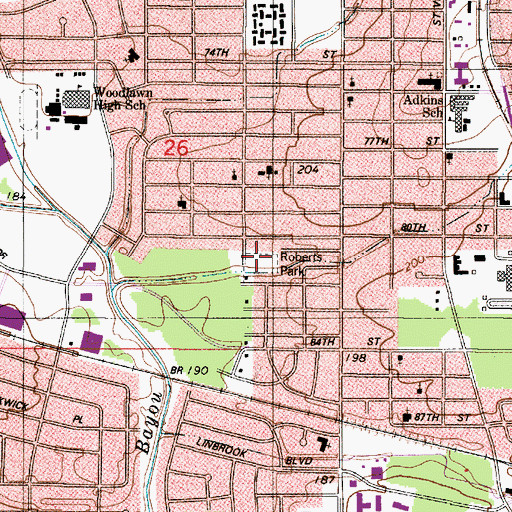 Topographic Map of Roberts Park, LA