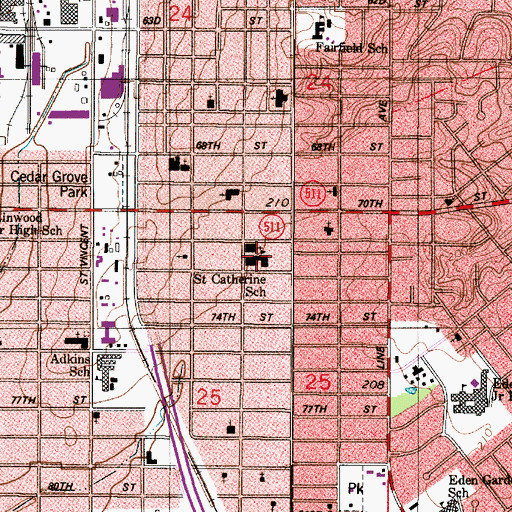 Topographic Map of Saint Catherine School, LA
