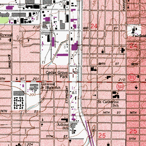 Topographic Map of Cedar Grove Park, LA