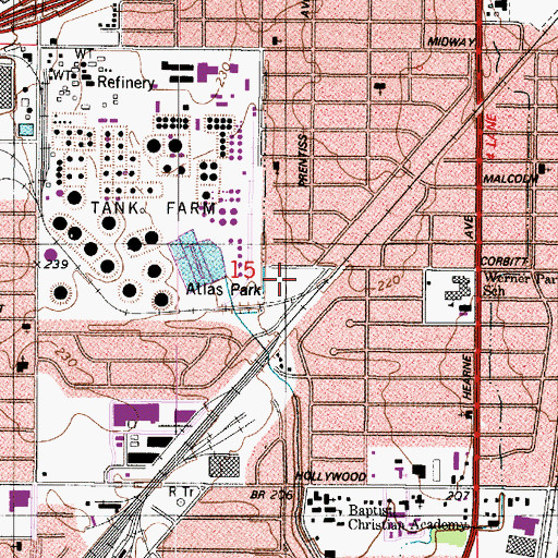 Topographic Map of Atlas Park, LA