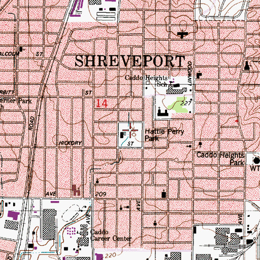Topographic Map of Hattie Perry Park, LA