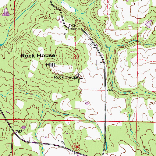 Topographic Map of Rock House, AR