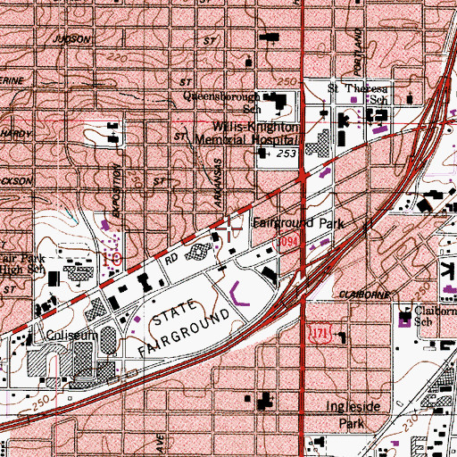 Topographic Map of Fairground Park, LA