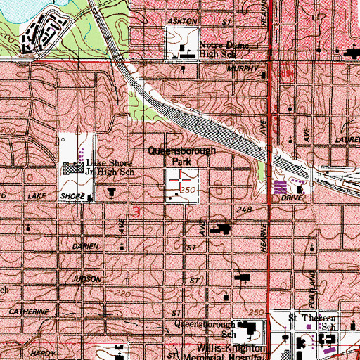 Topographic Map of Queensborough Park, LA