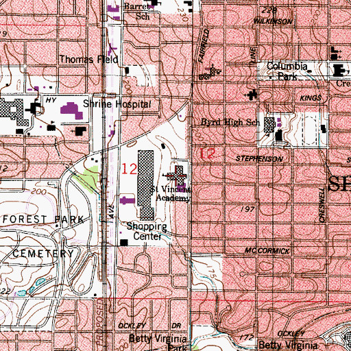 Topographic Map of Saint Vincent Academy, LA