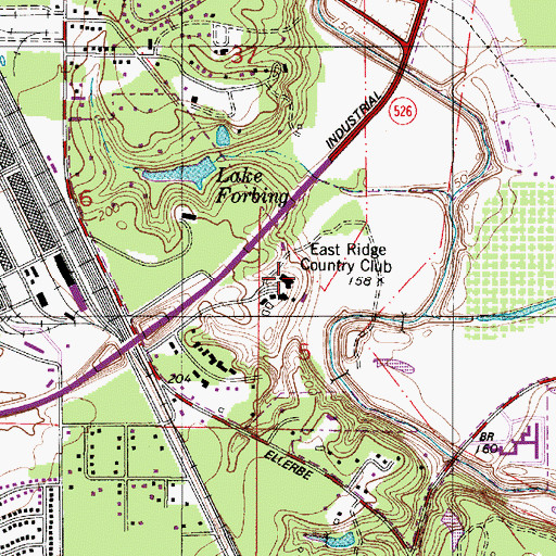 Topographic Map of East Ridge Country Club, LA