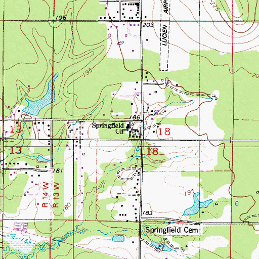 Topographic Map of Springfield School (historical), LA