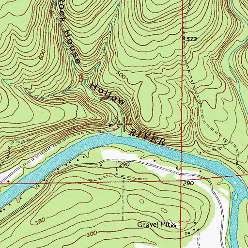 Topographic Map of Rock House Hollow, AR