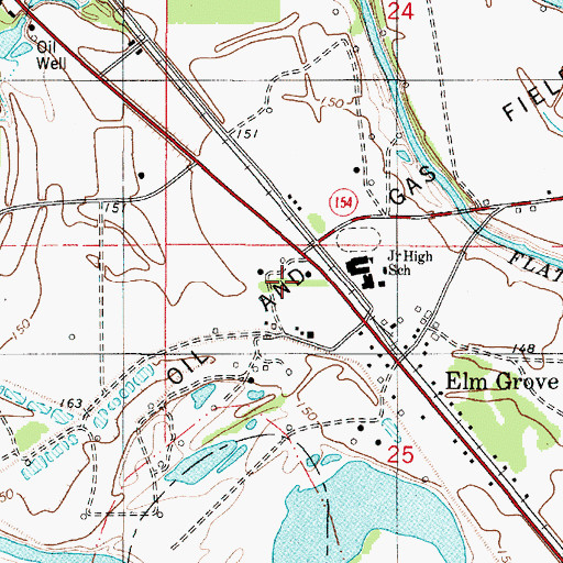 Topographic Map of Elm Grove Oil and Gas Field, LA
