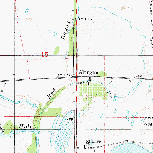 Topographic Map of Abington, LA