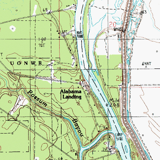 Topographic Map of Alabama Landing, LA