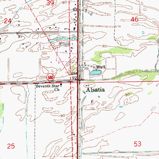 Topographic Map of Alsatia, LA