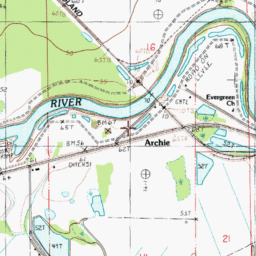 Topographic Map of Archie, LA