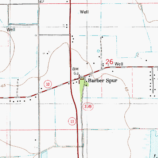Topographic Map of Barber Spur, LA