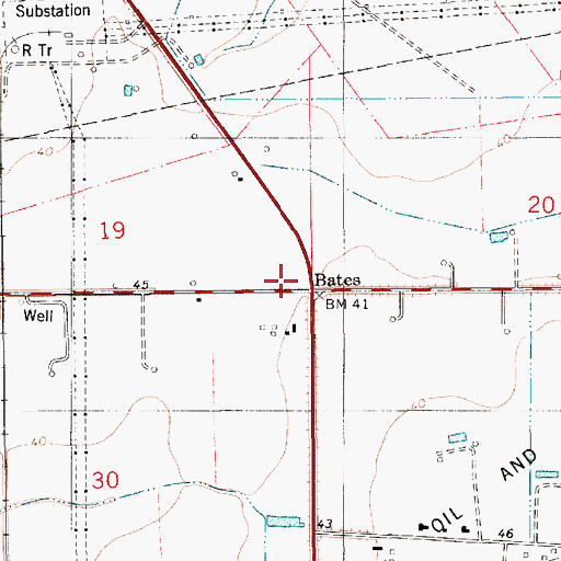 Topographic Map of Bates, LA