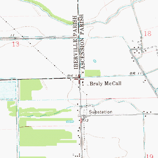 Topographic Map of Bruly McCall, LA