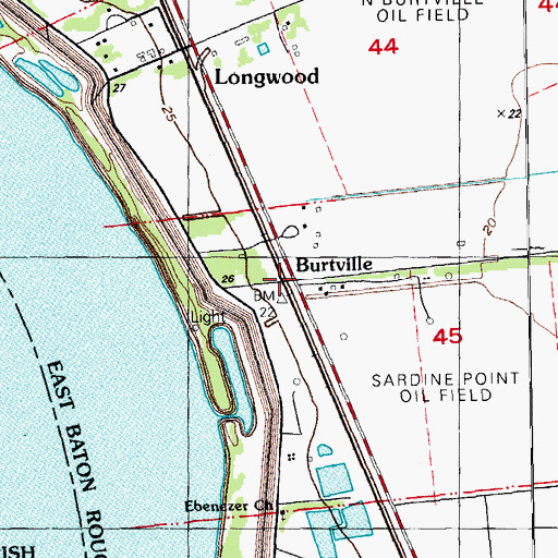 Topographic Map of Burtville, LA