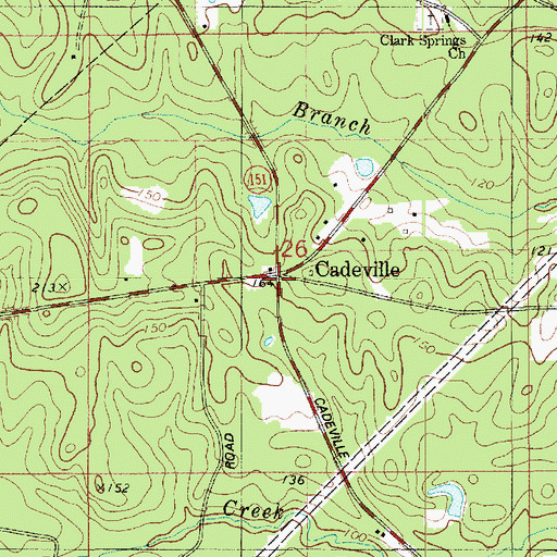 Topographic Map of Cadeville, LA