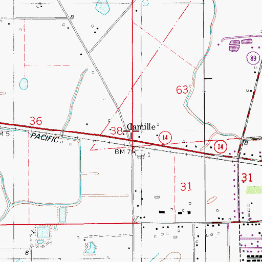 Topographic Map of Camille, LA