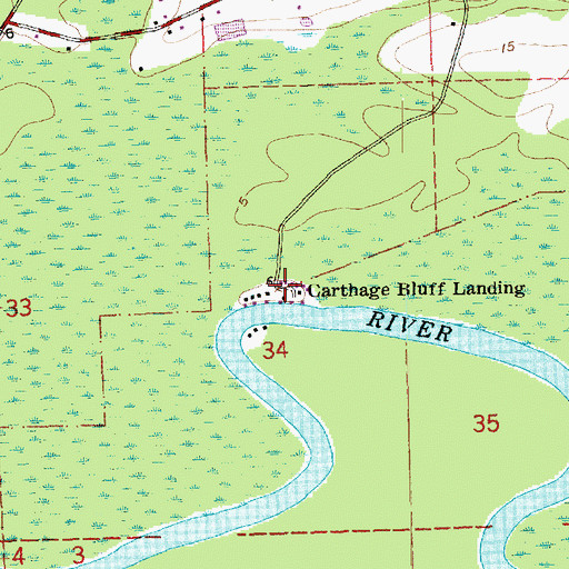 Topographic Map of Carthage Bluff Landing, LA