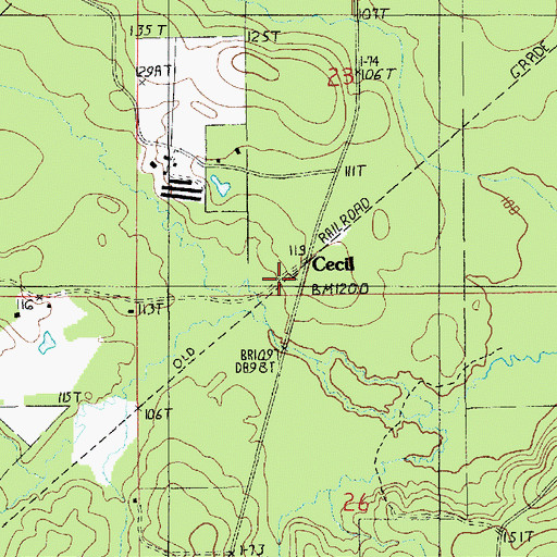 Topographic Map of Cecil, LA