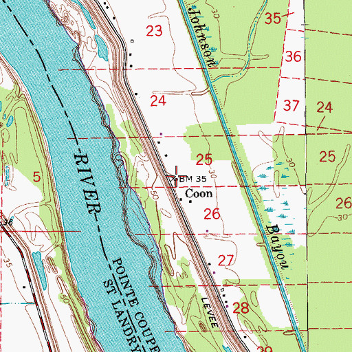 Topographic Map of Coon, LA