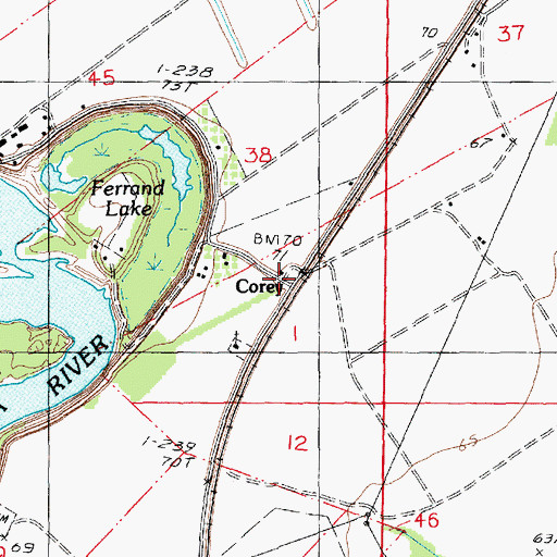 Topographic Map of Corey, LA
