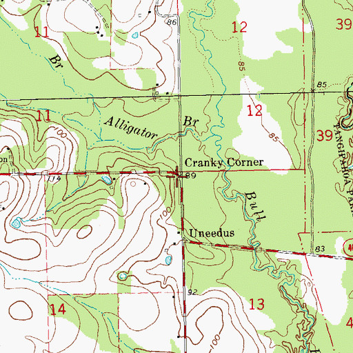 Topographic Map of Cranky Corner, LA