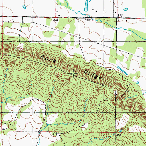 Topographic Map of Rock Ridge, AR