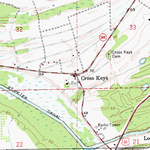 Topographic Map of Cross Keys, LA