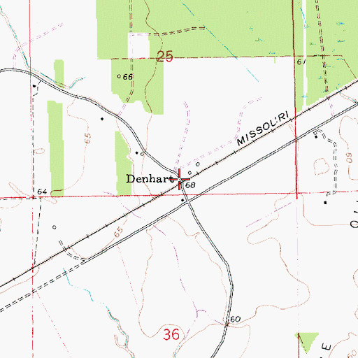 Topographic Map of Denhart, LA