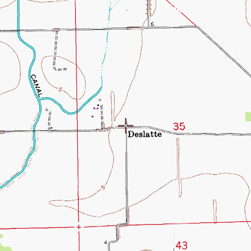 Topographic Map of Deslatte, LA