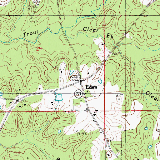 Topographic Map of Eden, LA