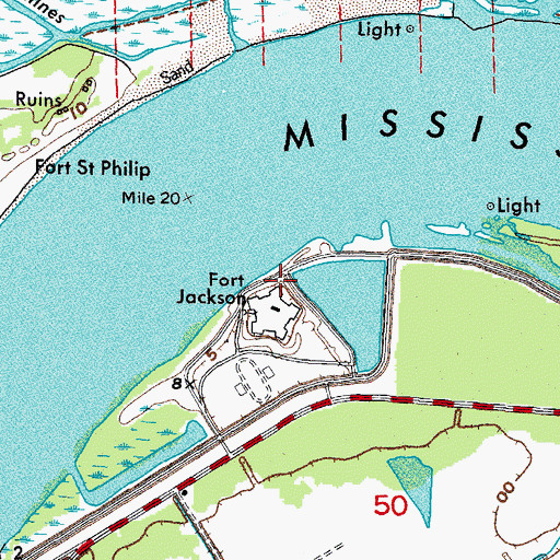 Topographic Map of Fort Jackson, LA