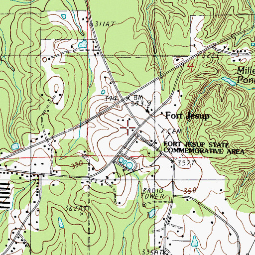Topographic Map of Fort Jesup, LA