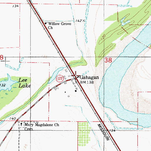 Topographic Map of Gahagan, LA