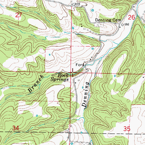 Topographic Map of Rock Springs, AR